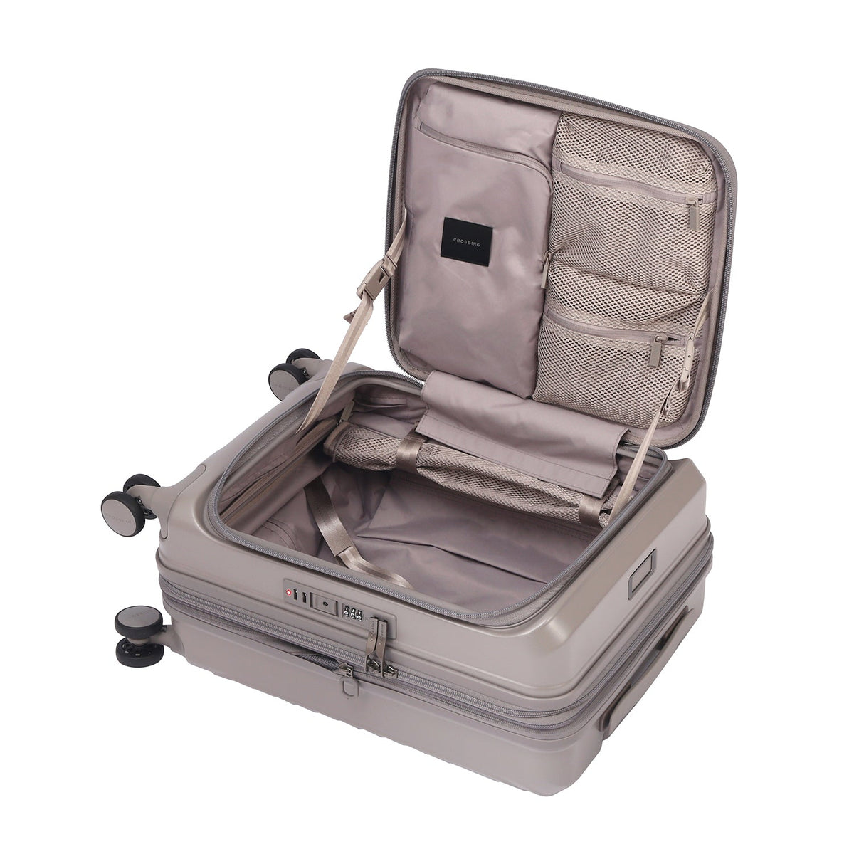 CROSSING INVI 20" Carry On Expandable Luggage With Front & Middle Access V3 - Latte