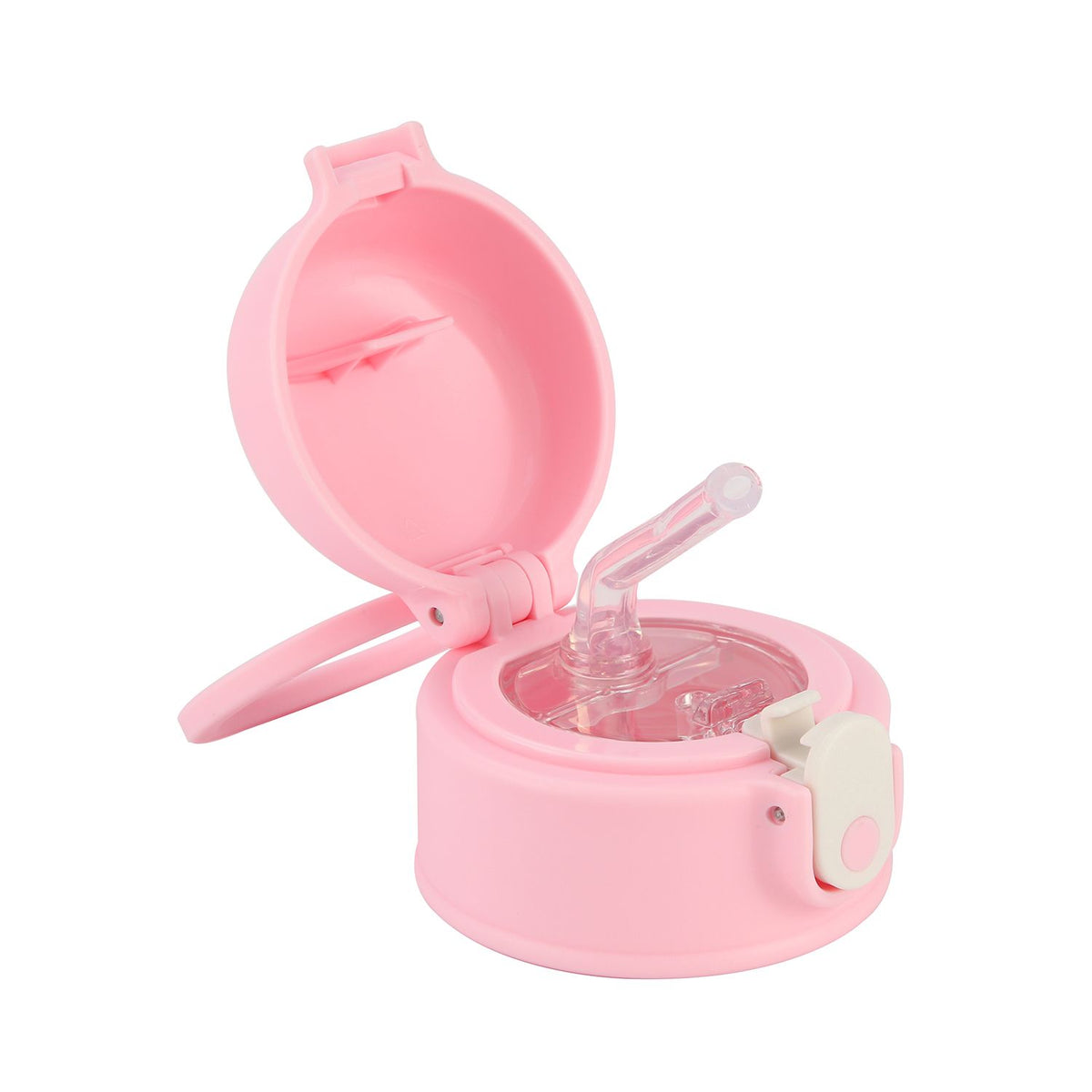 Crossing Bottle Cap With Handle Only For Kids' Drink Bottle W/Sipper Silicone Straw - Pink