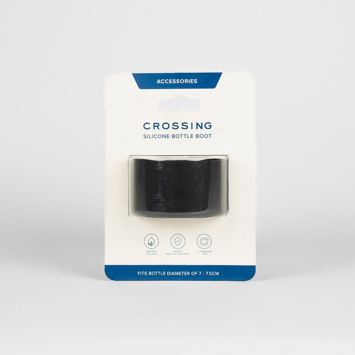 Crossing Silicone Water Bottle Boot - Fits Diameter 7-7.5cm (550ml) Blistered Pack - Black