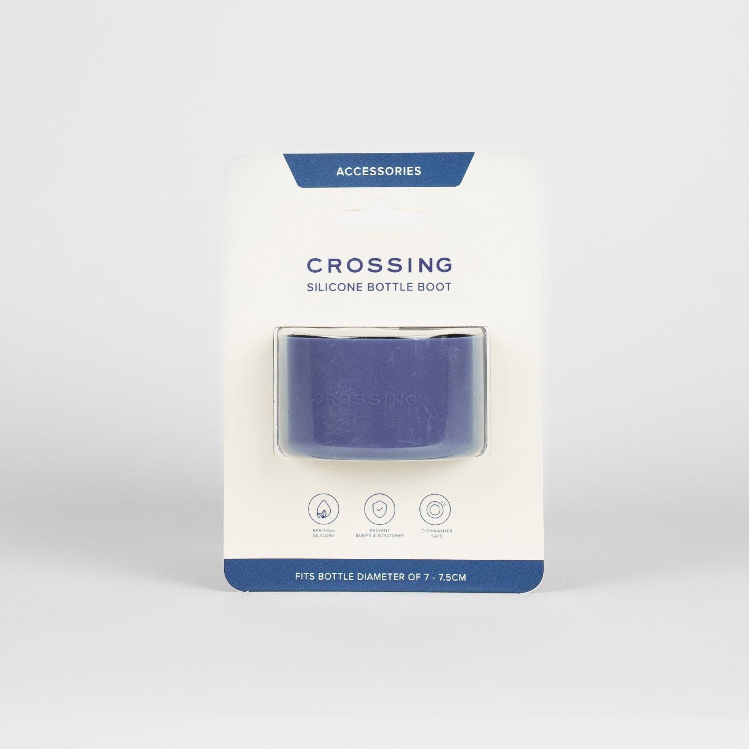 Crossing Silicone Water Bottle Boot - Fits Diameter 7-7.5cm (550ml) Blistered Pack - Dark Blue