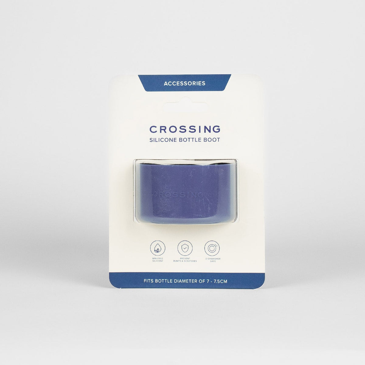 Crossing Silicone Water Bottle Boot - Fits Diameter 7-7.5cm (550ml) Blistered Pack - Dark Blue
