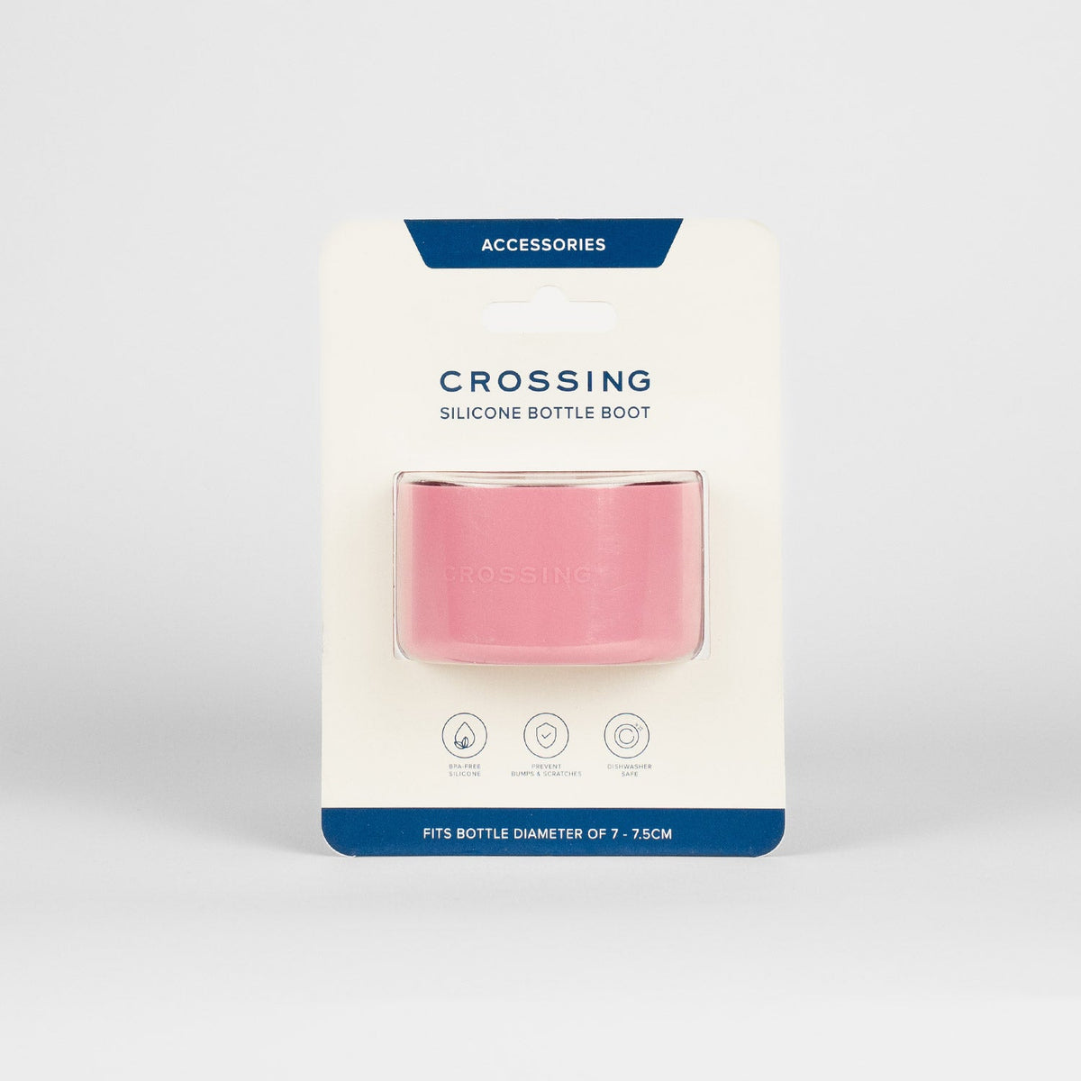 Crossing Silicone Water Bottle Boot - Fits Diameter 7-7.5cm (550ml) Blistered Pack - Pink
