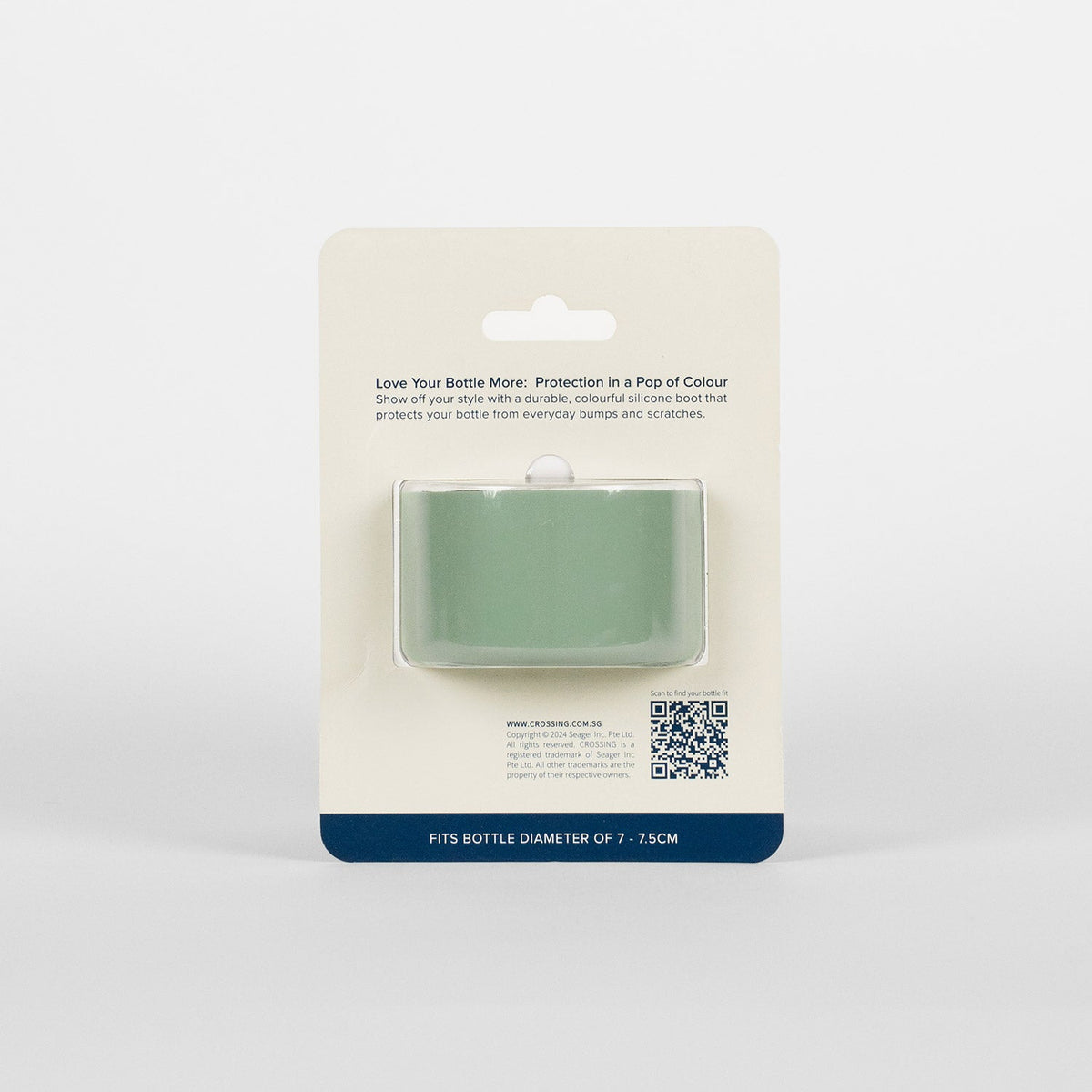 Crossing Silicone Water Bottle Boot - Fits Diameter 7-7.5cm (550ml) Blistered Pack - Sage Green
