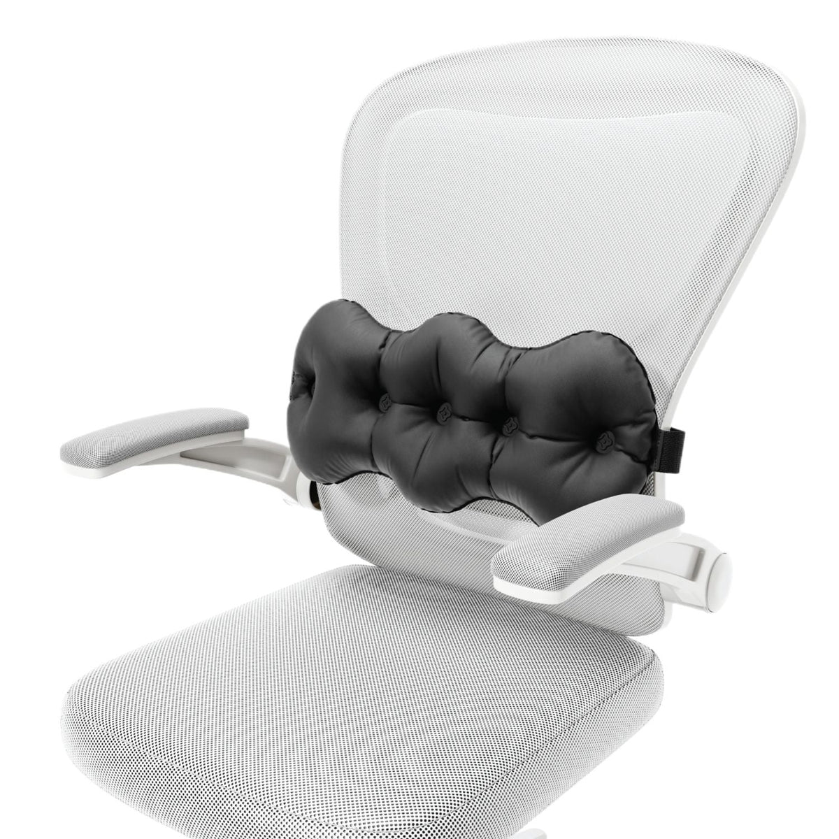 Crossing Inflatable Air Pump Lumbar Back Support Travel Pillow - Black