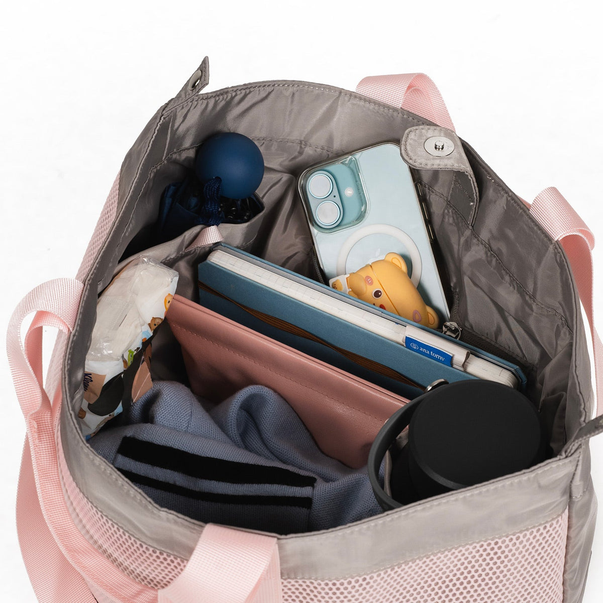 Crossing Meg Dual Carry Mesh Tote Bag - Grey/Pink