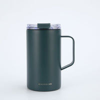 Crossing Neo Insulated S/S Leakproof Ceramic Mug W Handle And Lid 500ml - Squash (Dark Green)