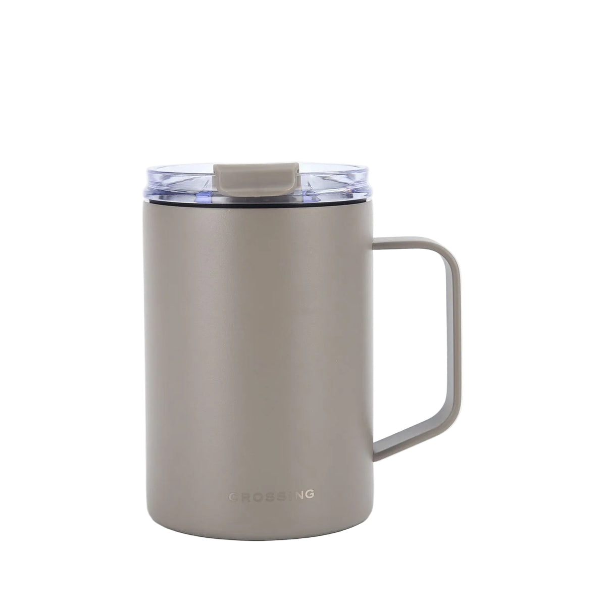Crossing Neo V2 Insulated S/S Leakproof Lid Ceramic Mug W Handle And Silicone Base 400ml - Latte (Light Grey)