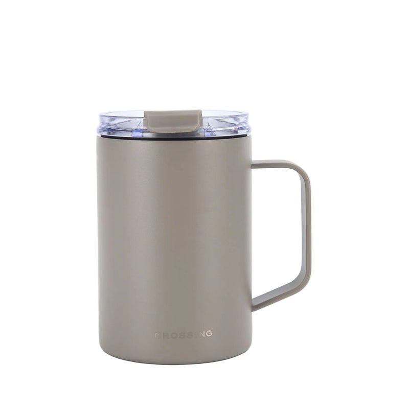 Crossing Neo V2 Insulated S/S Leakproof Lid Ceramic Mug W Handle And Silicone Base 400ml - Latte (Light Grey)
