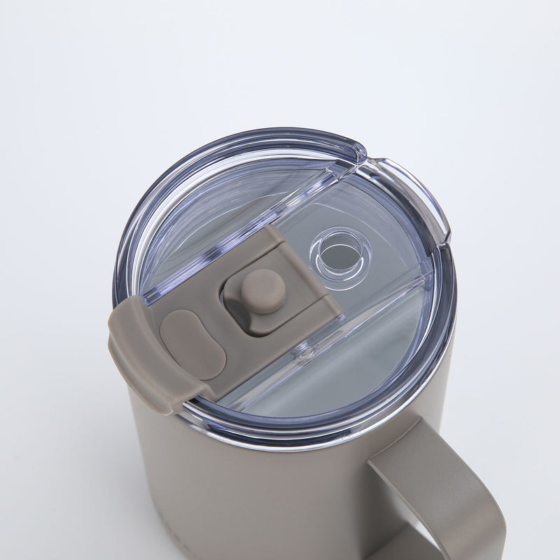 Crossing Neo V2 Insulated S/S Leakproof Lid Ceramic Mug W Handle And Silicone Base 400ml - Latte (Light Grey)
