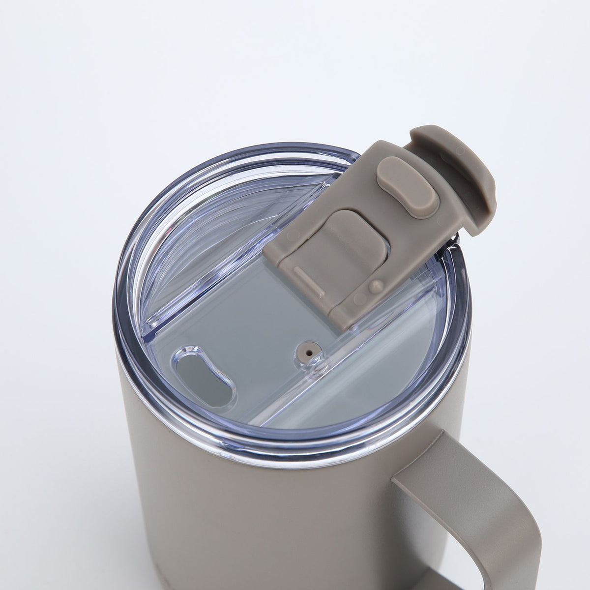 Crossing Neo V2 Insulated S/S Leakproof Lid Ceramic Mug W Handle And Silicone Base 400ml - Latte (Light Grey)