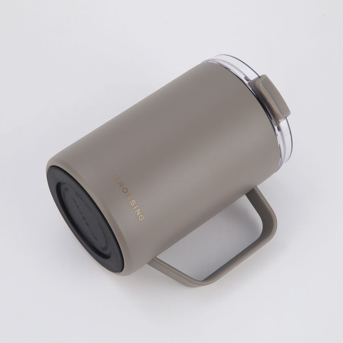 Crossing Neo V2 Insulated S/S Leakproof Lid Ceramic Mug W Handle And Silicone Base 400ml - Latte (Light Grey)