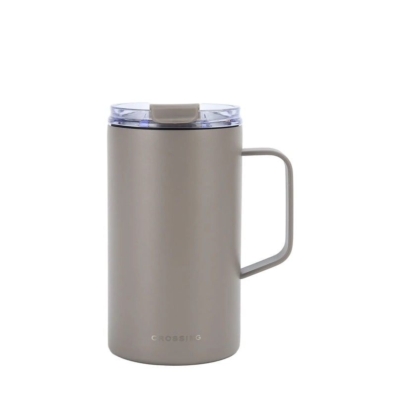 Crossing Neo V2 Insulated S/S Leakproof Lid Ceramic Mug W Handle And Silicone Base 500ml - Latte (Light Grey)