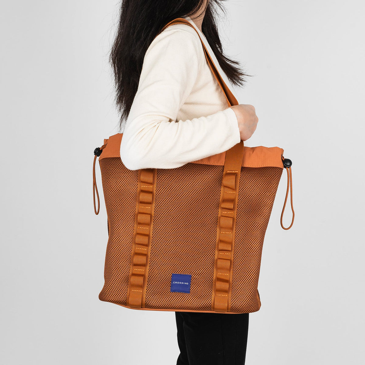 Crossing Noa Drawstring Mesh Tote Bag - Orange