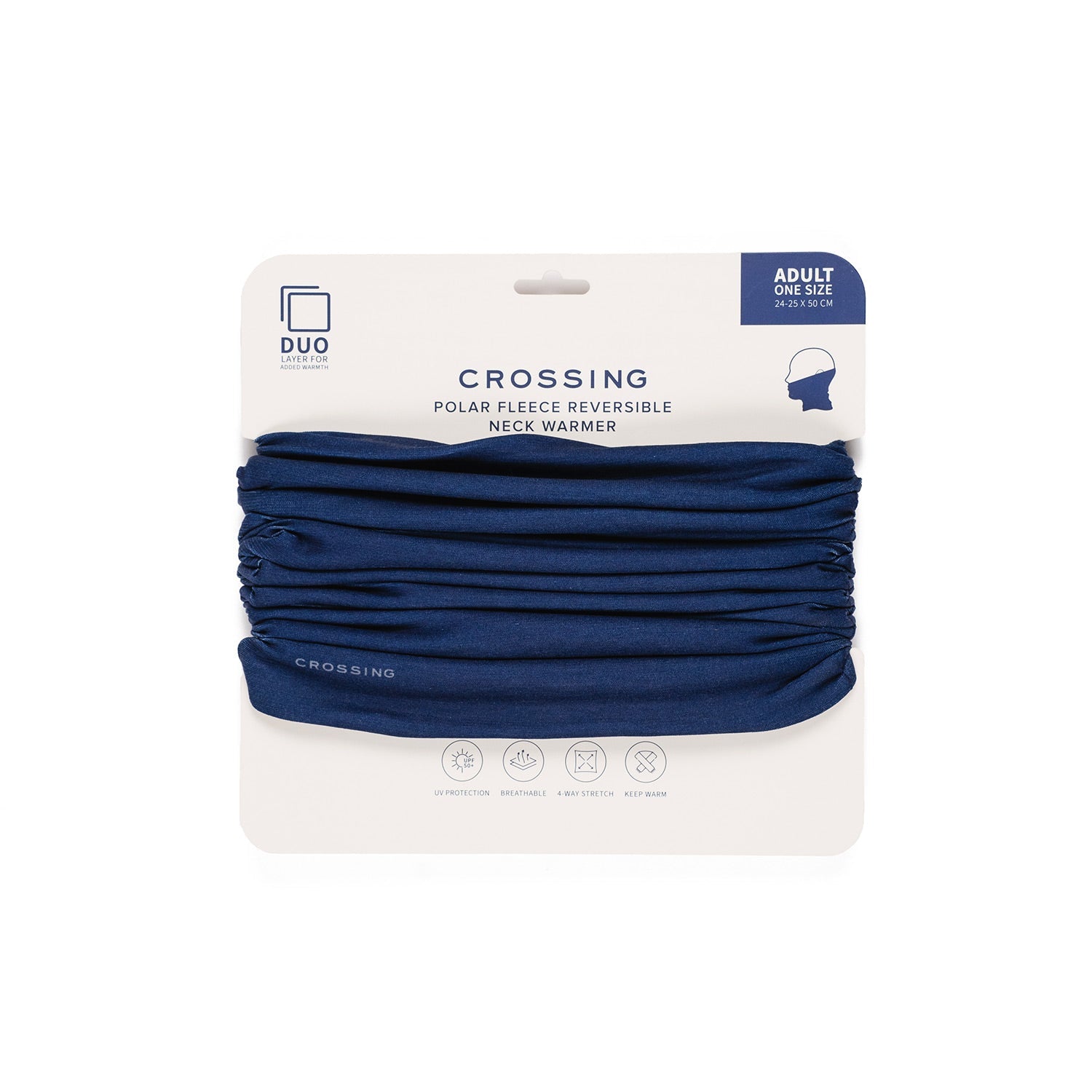 Crossing Polar Fleece Reversible Neck Warmer UPF 50+ Sun Protection - Navy