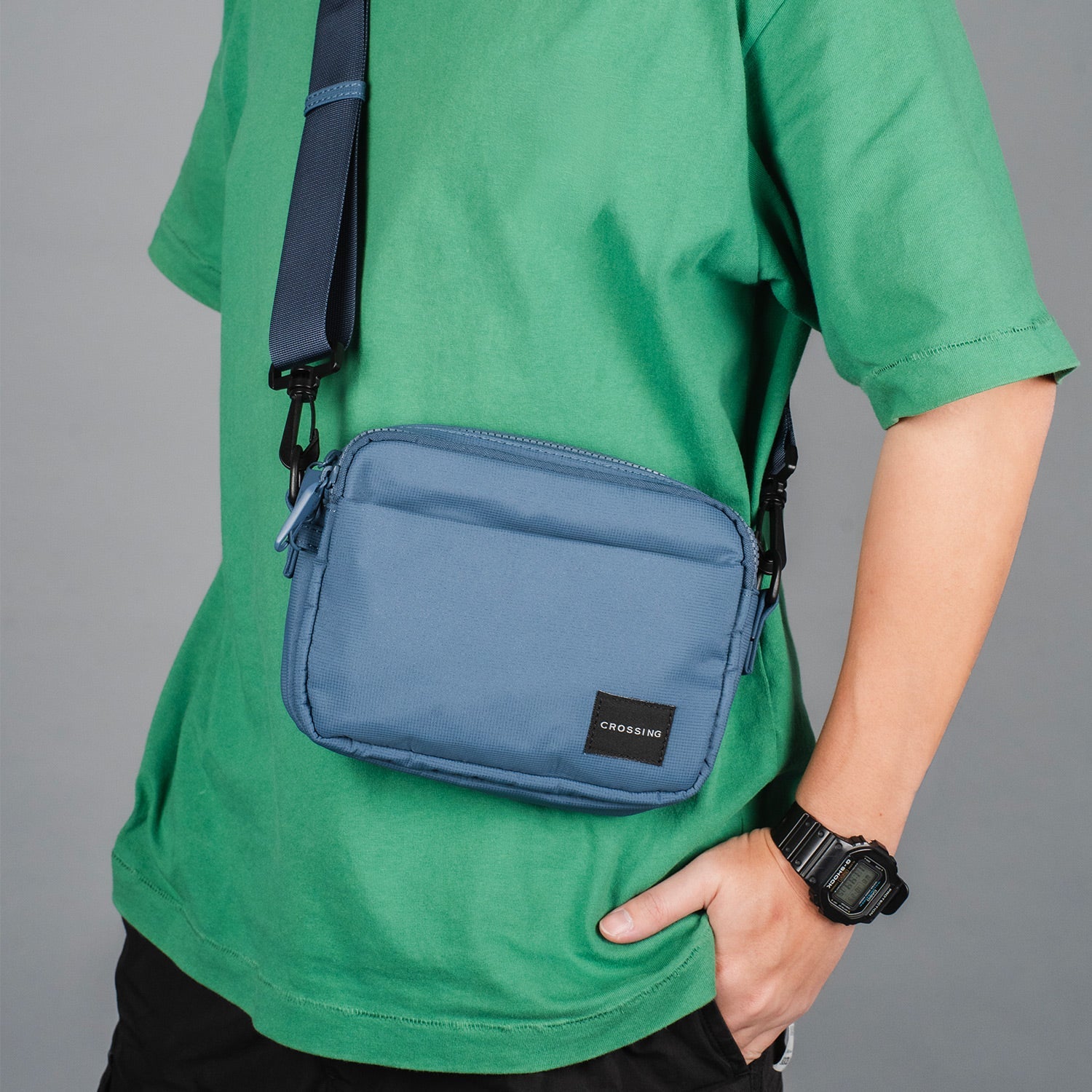 Crossing Sam Anti-Theft RFID Crossbody Bag - Navy