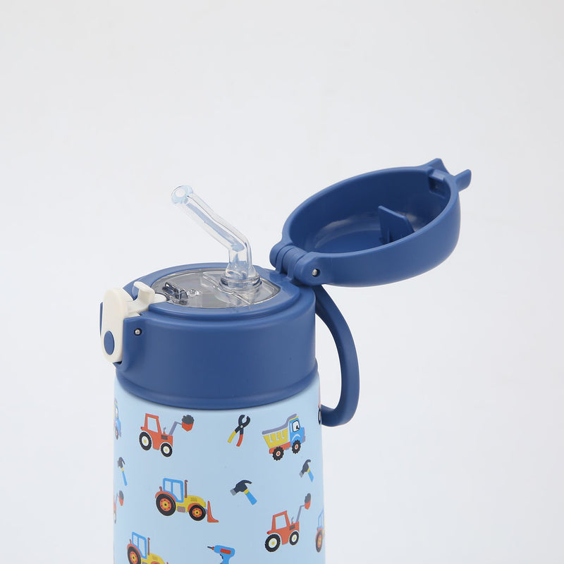Crossing S/S 316 Kids' Insulated Water Bottle W/Sipper Silicone Straw 400ml - Busy Builders