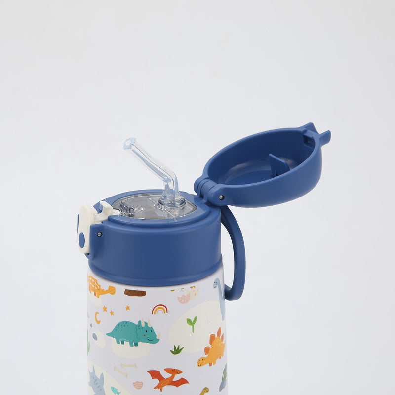 Crossing S/S 316 Kids' Insulated Water Bottle W/Sipper Silicone Straw 400ml - Dino World