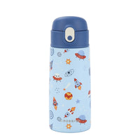 Crossing S/S 316 Kids' Insulated Water Bottle W/Sipper Silicone Straw 400ml - Galactic Space