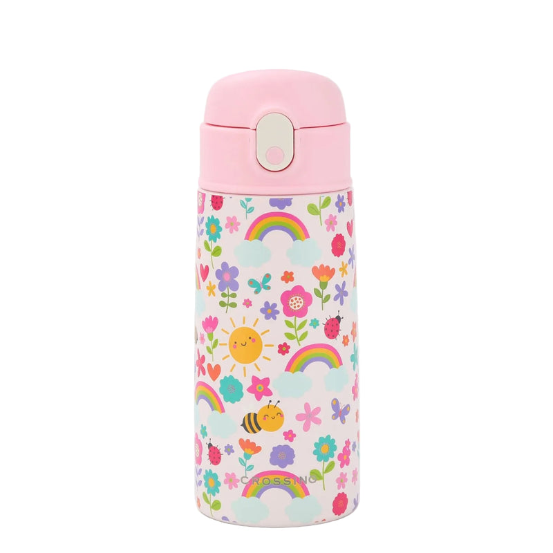 Crossing S/S 316 Kids' Insulated Water Bottle W/Sipper Silicone Straw 400ml - Happy Bee