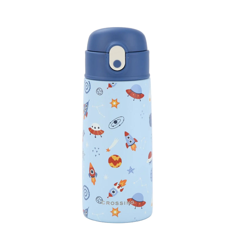 Crossing S/S 316 Kids' Insulated Water Bottle W/Sipper Silicone Straw 500ml - Galactic Space