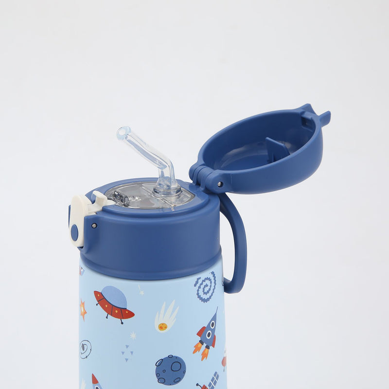 Crossing S/S 316 Kids' Insulated Water Bottle W/Sipper Silicone Straw 500ml - Galactic Space