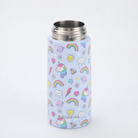 Crossing S/S 316 Kids' Insulated Water Bottle W/Sipper Silicone Straw 500ml - Rainbow Unicorns
