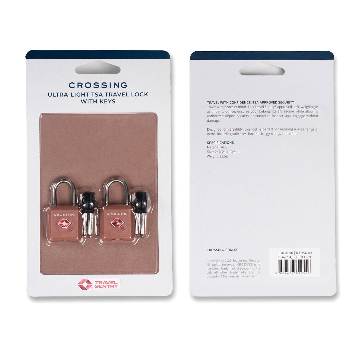 Crossing Ultra-Light TSA Travel Lock With Keys (Twin Pack) - Forest Green