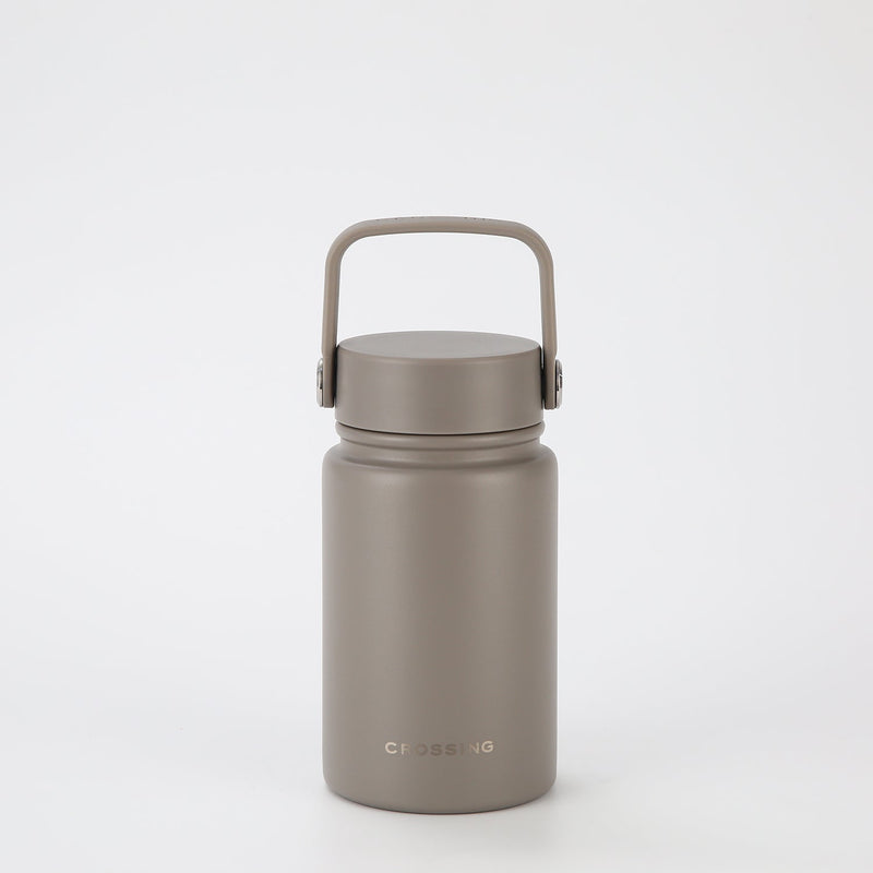 Crossing Urban Ceramic S/S Insulated Flat Cap Bottle With Handle 400ml - Latte (Light Grey)