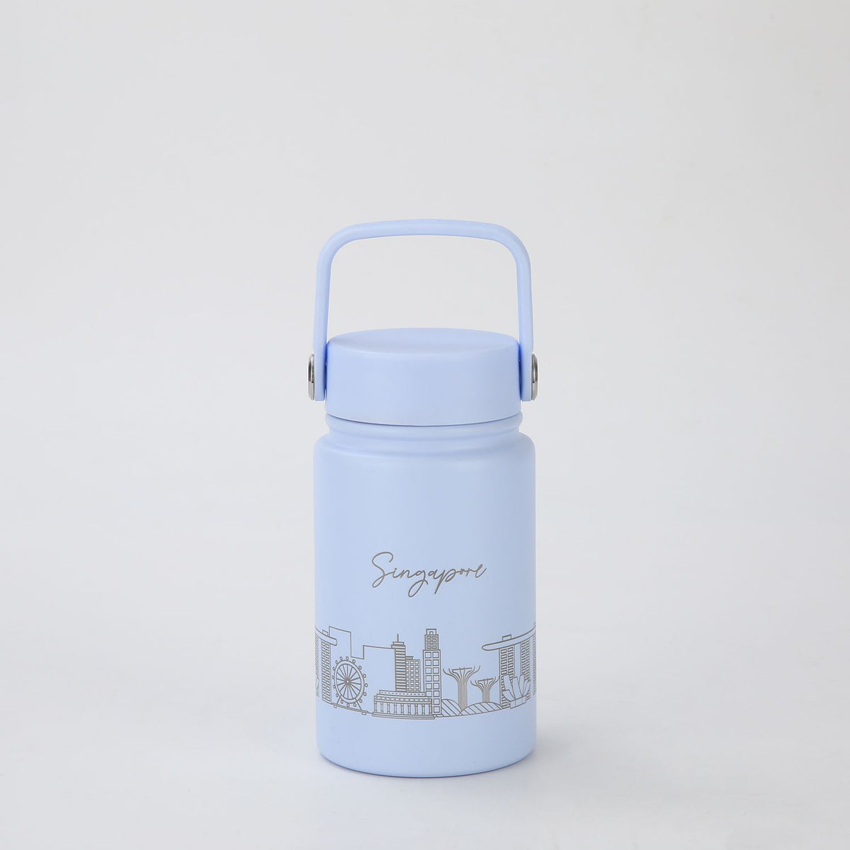 Crossing Urban Ceramic S/S Insulated Flat Cap Bottle With Handle 400ML - Skyline Singapore (Sky Blue)