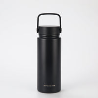 Crossing Urban Ceramic S/S Insulated Flat Cap Bottle With Handle 600ml - Ebony (Black)