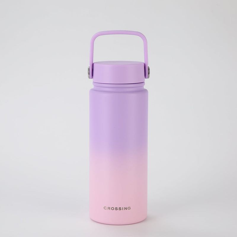 Crossing Urban Ceramic S/S Insulated Flat Cap Bottle With Handle 600ml - Ombre Lavender Luxe