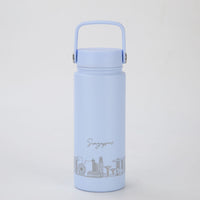 Crossing Urban Ceramic S/S Insulated Flat Cap Bottle With Handle 600ML - Skyline Singapore (Sky Blue)