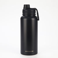 Crossing Urban Ceramic S/S Insulated Screw Cap Sports Bottle With Handle 1000ml - Ebony (Black)