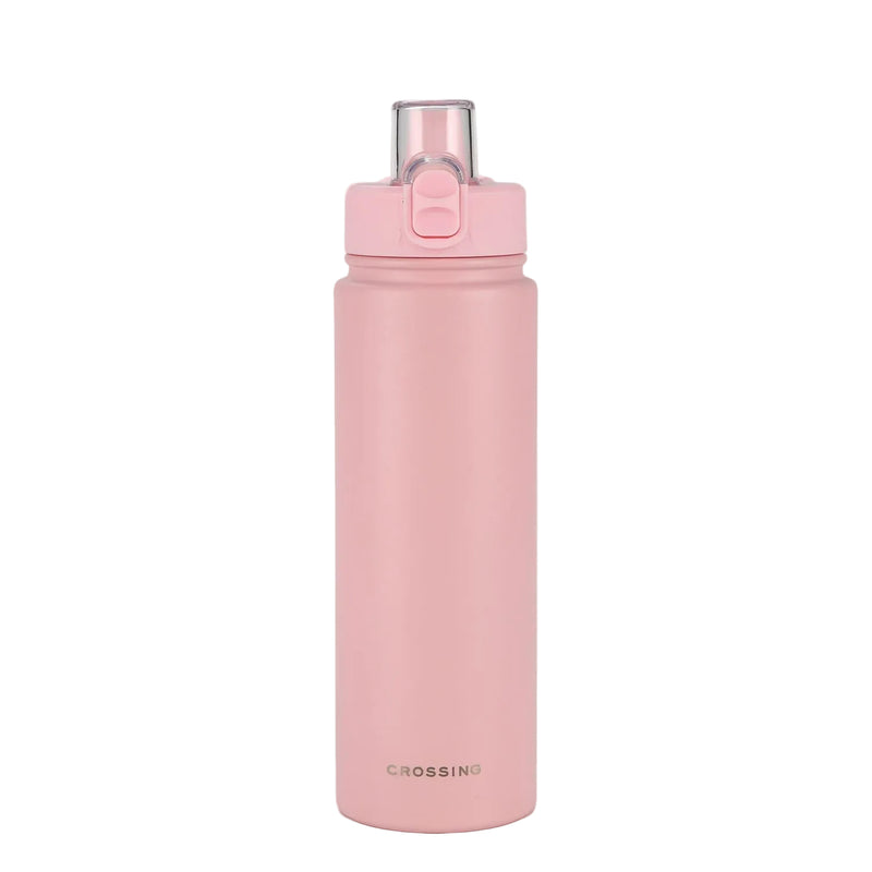 Crossing Urban Ceramic S/S Insulated Straw Sipper Cap Sports Bottle With Handle 720ml - Dusty Rose