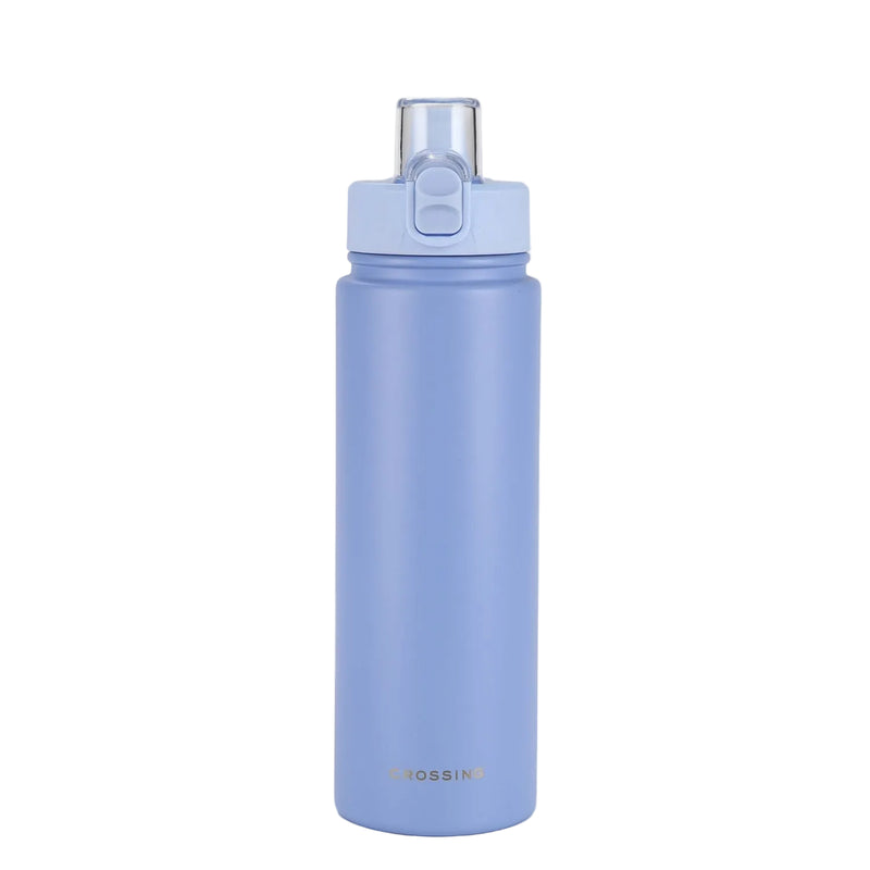 Crossing Urban Ceramic S/S Insulated Straw Sipper Cap Sports Bottle With Handle 720ml - Heirloom Blue