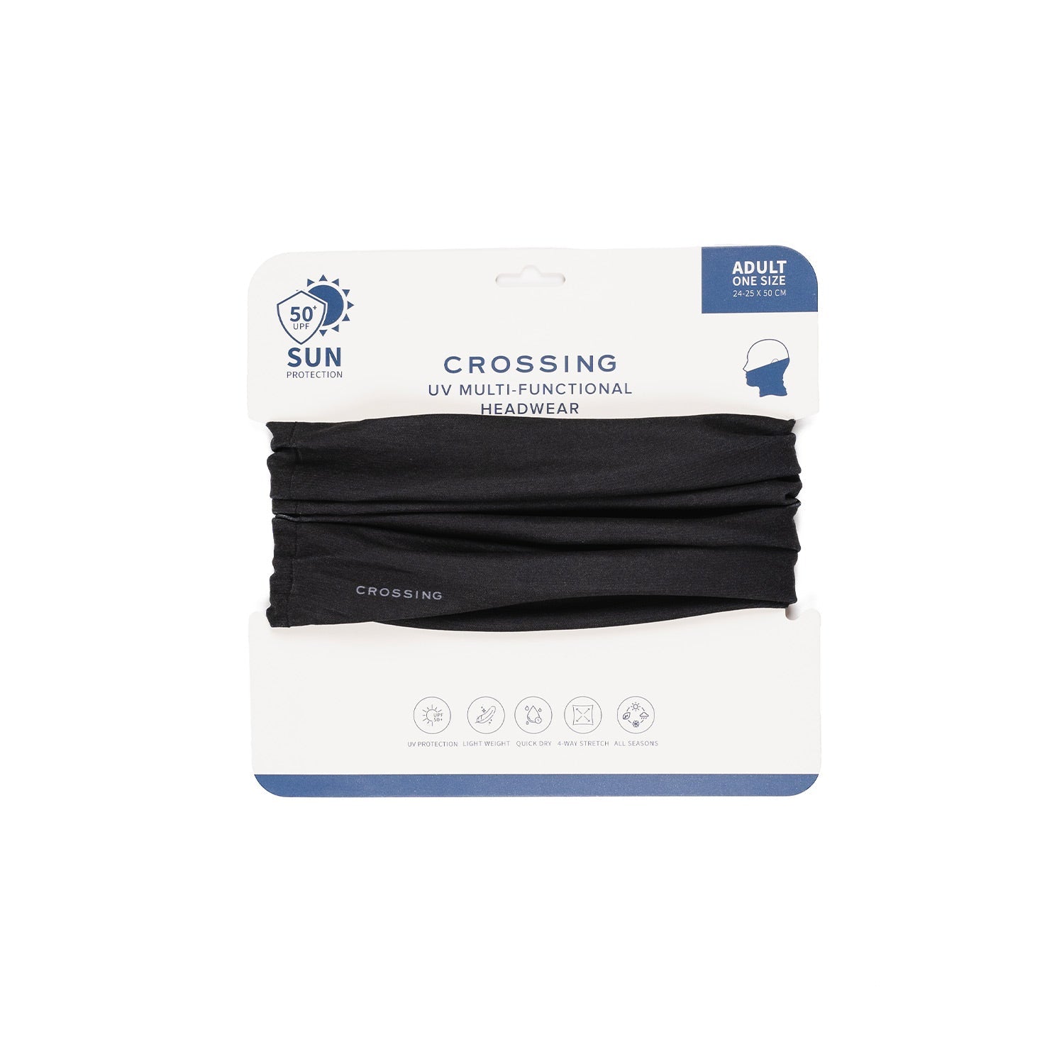 Crossing UV Multi-Functional Headwear UPF 50+ Sun Protection - Black
