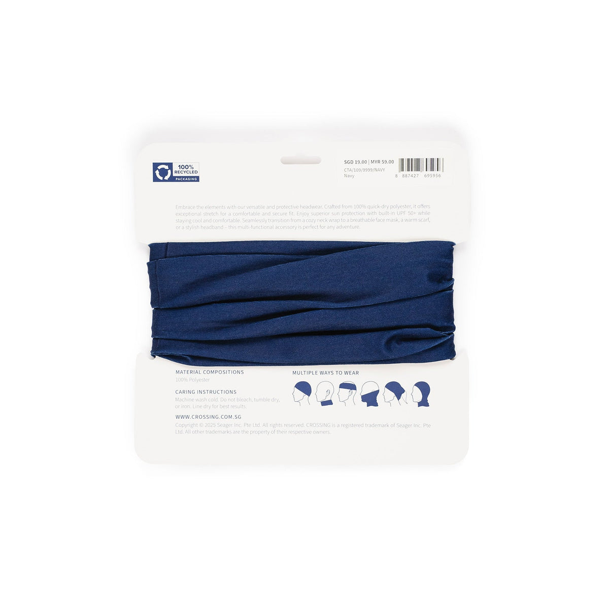 Crossing UV Multi-Functional Headwear UPF 50+ Sun Protection - Navy