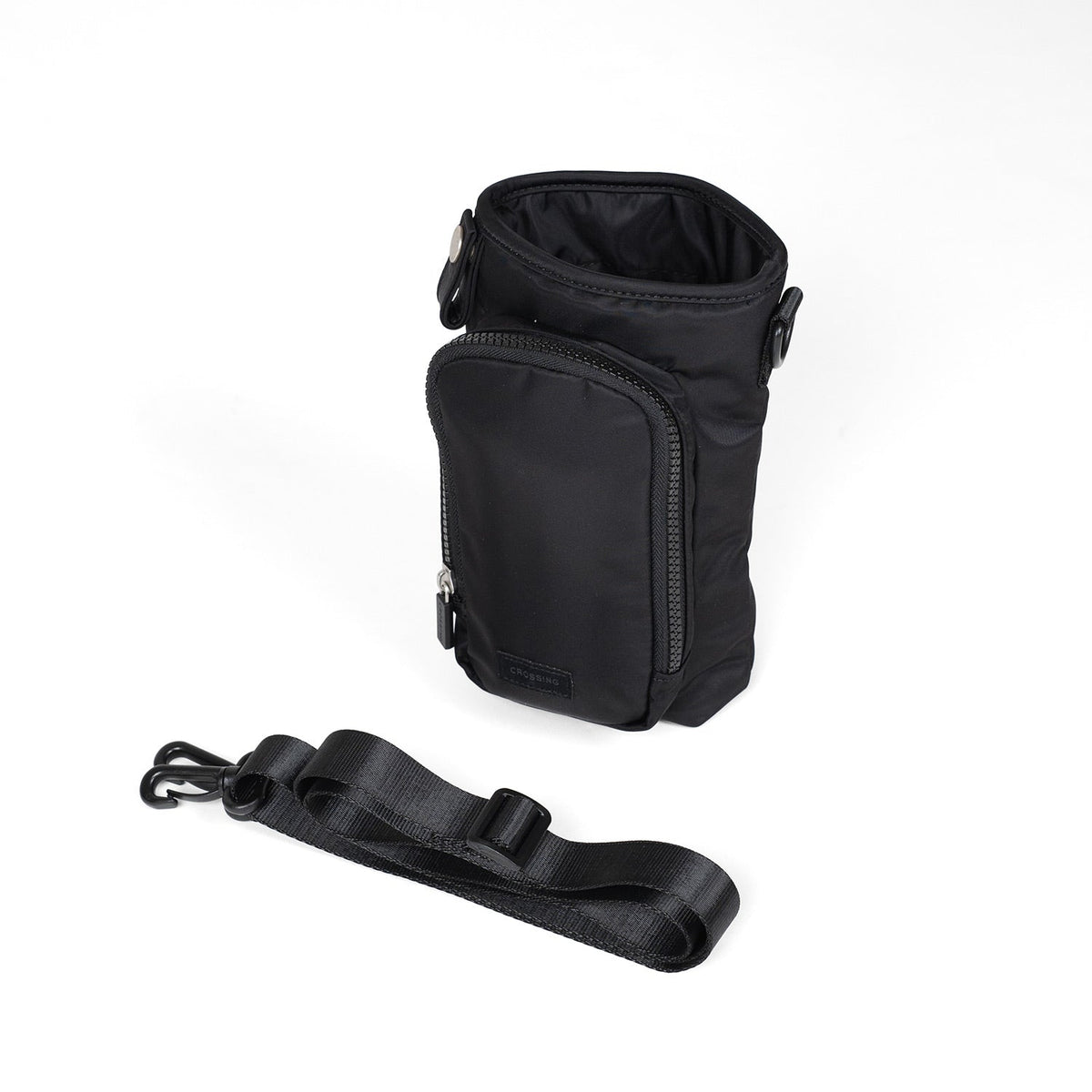 Crossing Water Bottle Crossbody Bag With  Front Pocket 2L - Black