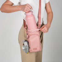 Crossing Water Bottle Crossbody Bag With  Front Pocket 2L - Dusty Pink