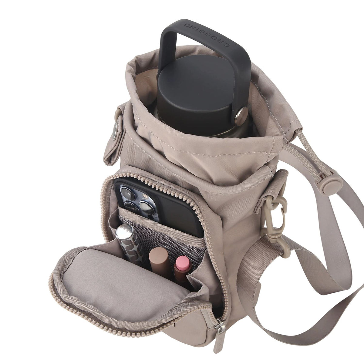 Crossing Water Bottle Crossbody Bag With Front Pocket 2L V2 - Sand