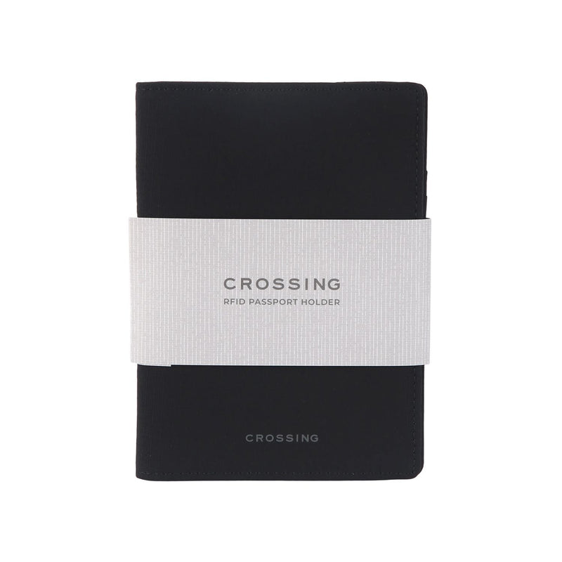 Crossing Waterproof Checked Nylon Passport Cover RFID - Black