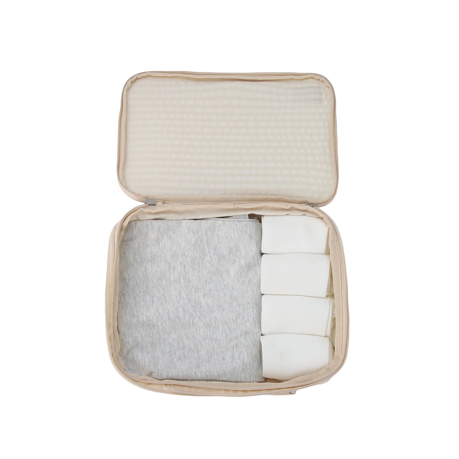 Crossing Waterproof Rayon Checked Compression Packing Cube Set (2-Piece Set) - Beige