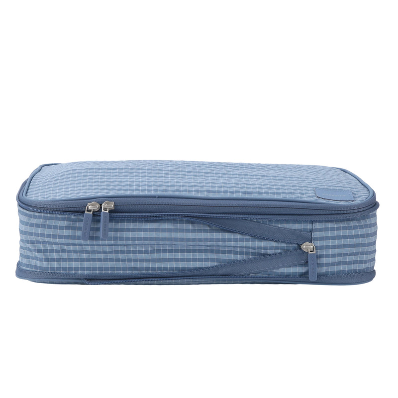 Crossing Waterproof Rayon Checked Compression Packing Cube Set (2-Piece Set) - Blue