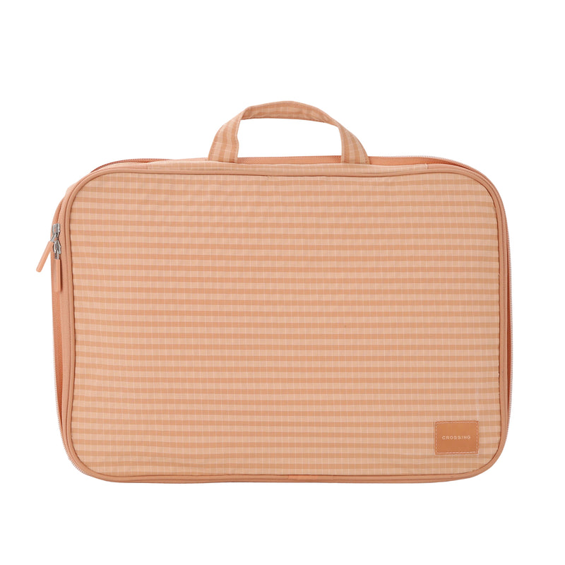Crossing Waterproof Rayon Checked Compression Packing Cube Set (2-Piece Set) - Coral