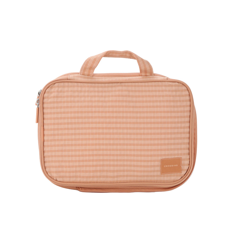 Crossing Waterproof Rayon Checked Compression Packing Cube Set (2-Piece Set) - Coral