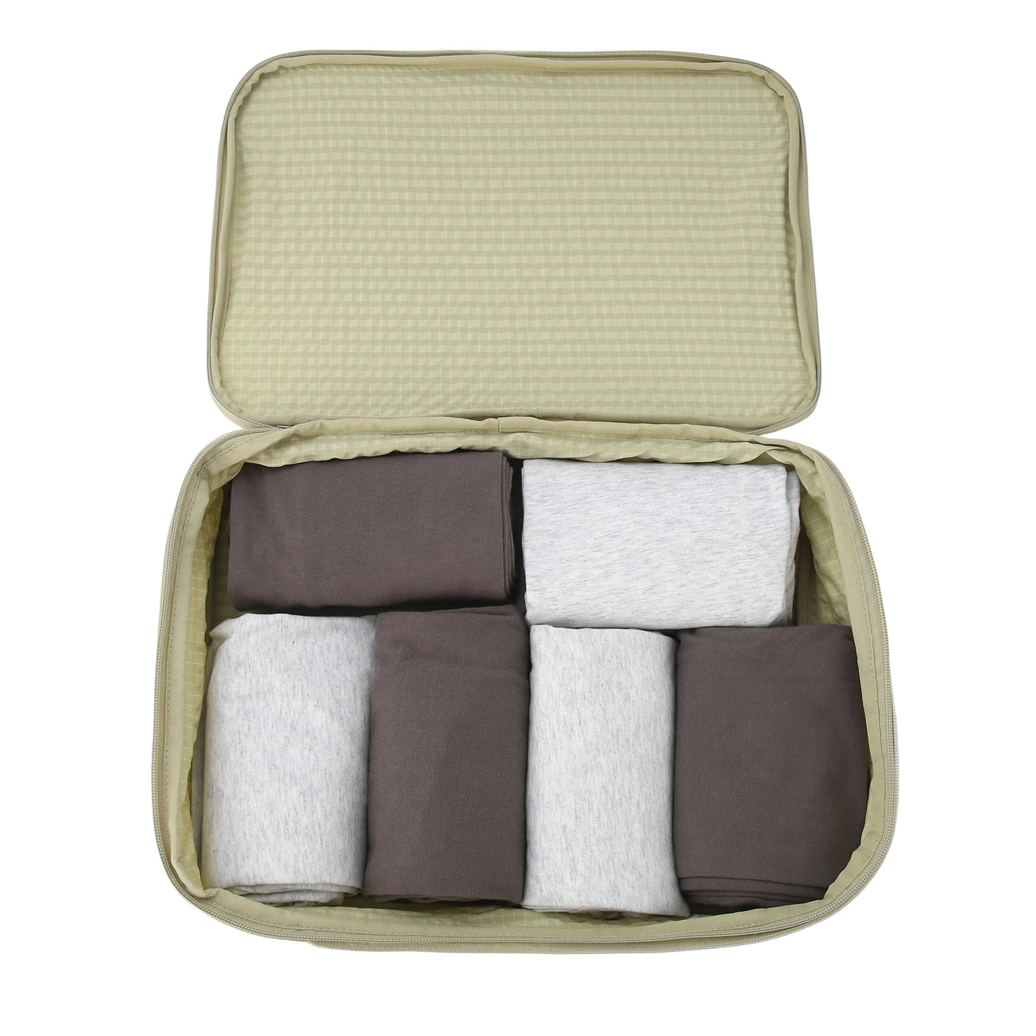 Crossing Waterproof Rayon Checked Compression Packing Cube Set (2-Piece Set) - Green