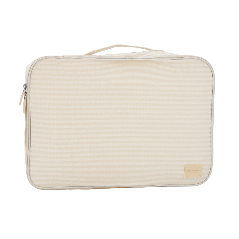 Crossing Waterproof Rayon Checked Packing Cube M - Beige