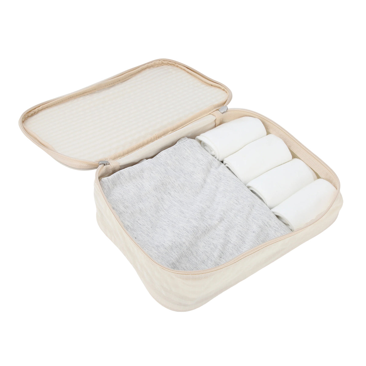 Crossing Waterproof Rayon Checked Packing Cube M - Beige