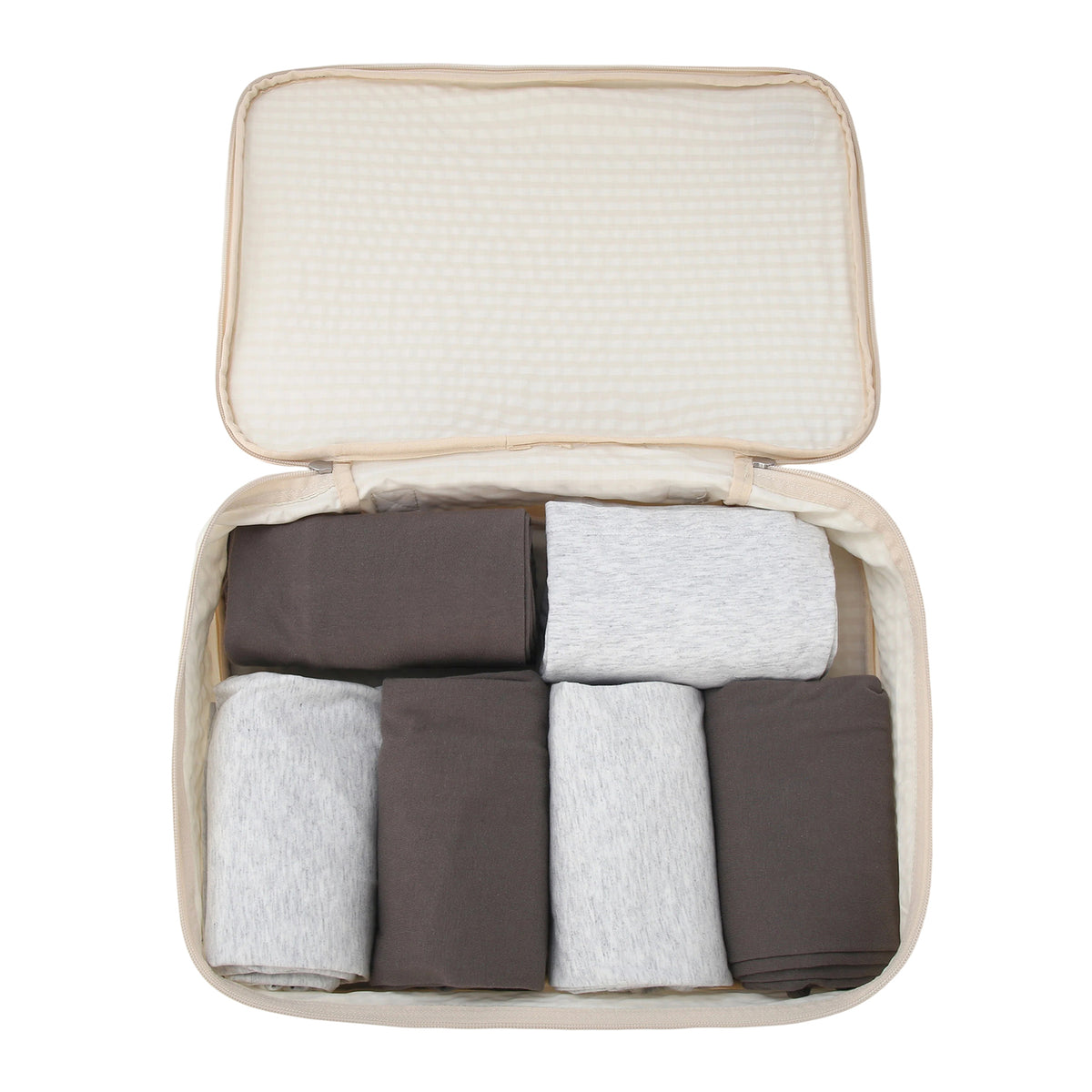 Crossing Waterproof Rayon Checked Packing Cube M - Beige