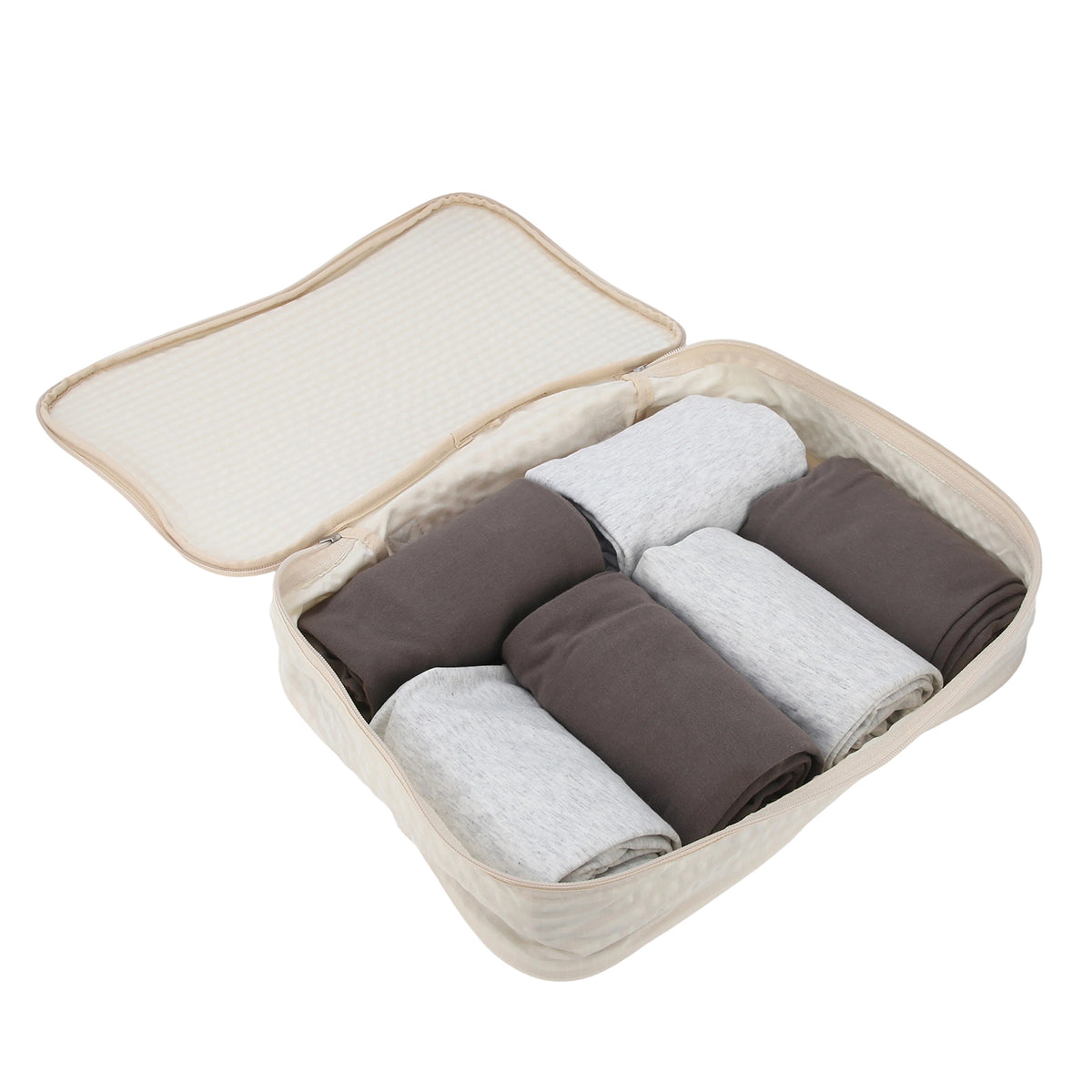 Crossing Waterproof Rayon Checked Packing Cube M - Beige